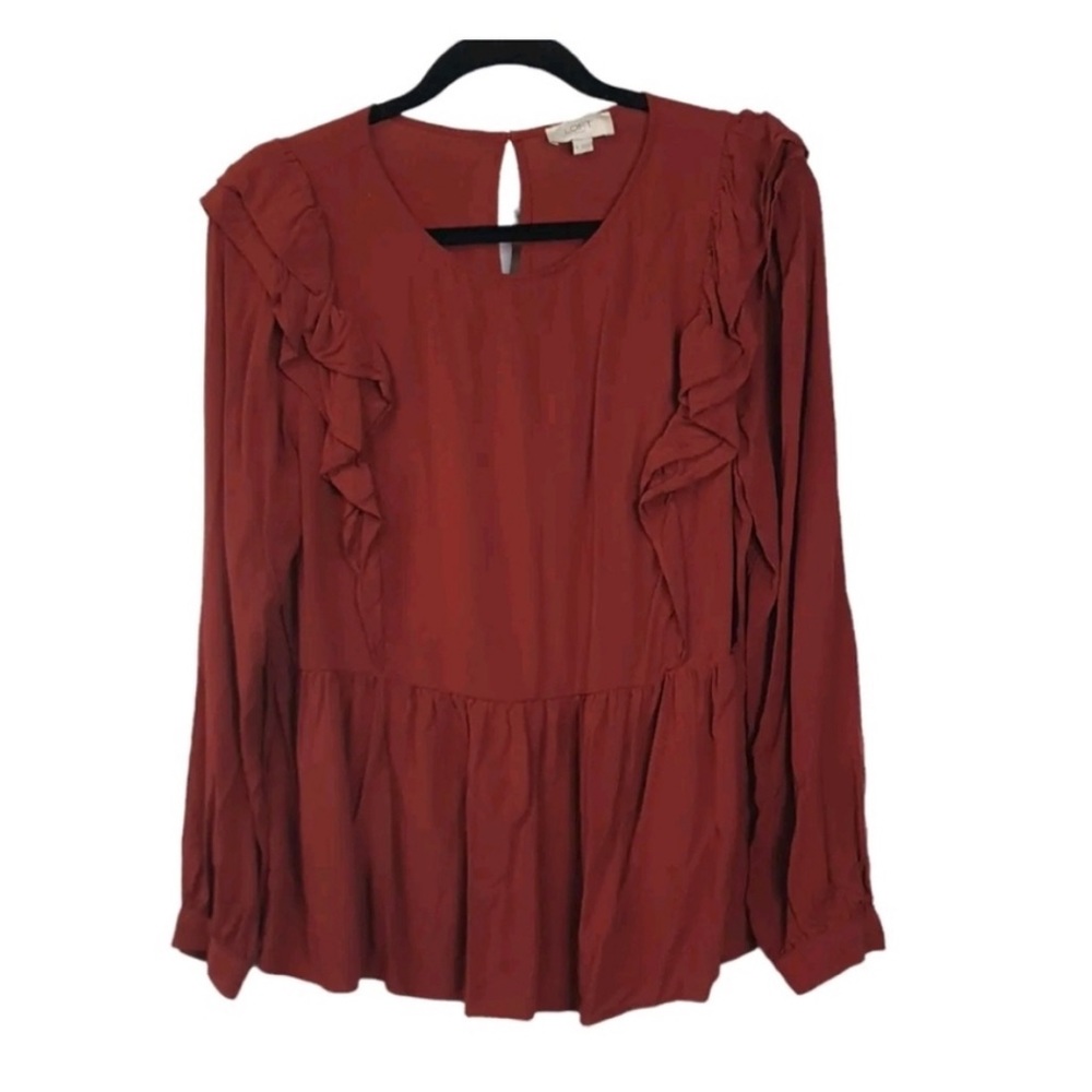 Loft Outlet Maroon Ruffle Top